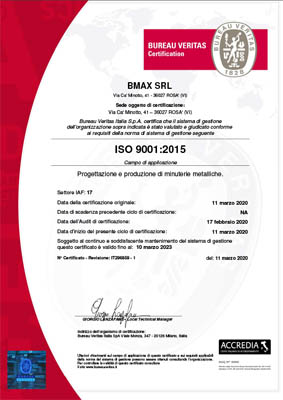 Bmax srl - Certificato di qualità